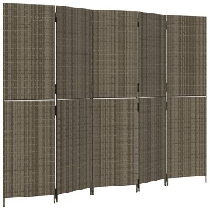 vidaXL Room Divider/Privacy Screen - 5 Panels, Gray Poly Rattan, Foldable and Sturdy Steel Frame - 96.5" x 70.9" - 1 of 4