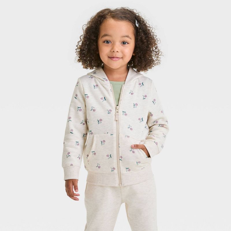 Toddler Girls' Fleece Zip-Up Sweatshirt - Cat & Jack™, 1 of 5