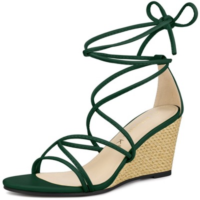 Dark green store wedge sandals