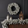 Christmas Shadow Woods Flocked Spruce 24in Wreath, Pre-Lit 30 Warm White LED Lights, 110 PE/PVC Tips, Plug in - 4 of 4