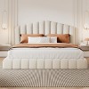 Queen Size Velvet Upholstered Bed Frame Floor Bed with Shell-Shaped Headboard for Bedroom - ModernLuxe - 2 of 4