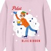 Pabst Blue Ribbon Man Ice Skating With Beer Crew Neck Long Sleeve Cradle Pink Adult Sweatshirt - 2 of 2