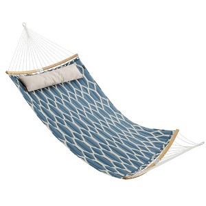 SONGMICS Hammock, Quilted Hammock with Curved Bamboo Spreaders, Pillow, 78.7 x 55.1 Inches - 1 of 4
