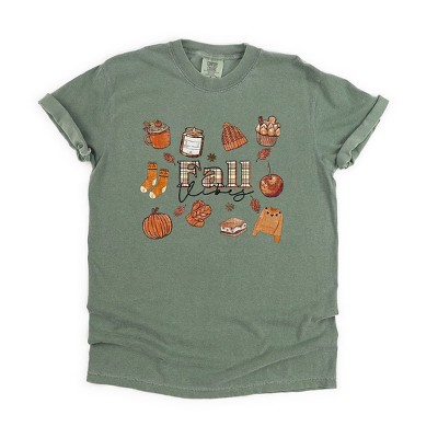 Simply Sage Market Women's Plaid Fall Vibes Collage Short Sleeve Garment Dyed Tee