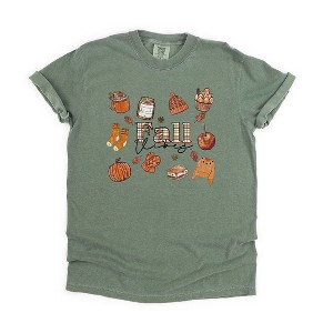 Simply Sage Market Women's Plaid Fall Vibes Collage Short Sleeve Garment Dyed Tee - 1 of 2