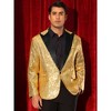 INSPIRE CHIC Men's Peak Lapel Color Block Shiny Sparkle Sequin Blazer - 2 of 4