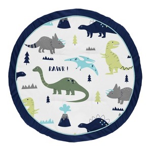Sweet Jojo Designs Boy Baby Tummy Time Playmat Mod Dinosaur Blue Green and White - 1 of 4