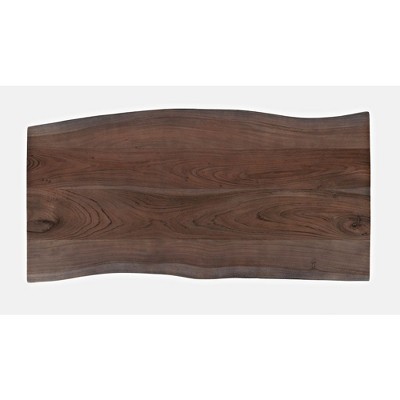 Transitional Slate Gray/Brown Acacia Wood Coffee Table with Metal Legs