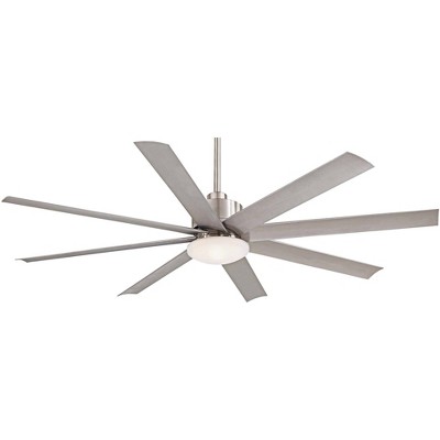 65" Minka Aire Modern Outdoor Ceiling Fan with LED Light Remote Control Brushed Nickel Silver Opal Glass Wet Rated for Patio Barn