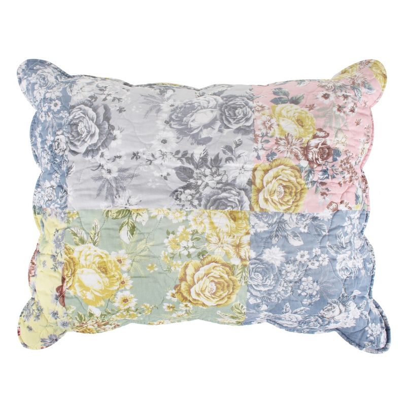Emma Floral Patchwork Quilted Reversible Pillow Sham by Greenland Home Fashions, 2 of 5