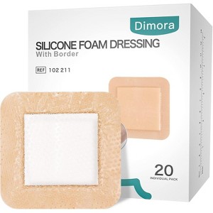 Dimora Silicone Foam Dressing with Border 4"x4" 20ct Waterproof Adhesive Wound Dressings for Moderate to Heavy Exudate Care. - 1 of 4