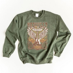 Simply Sage Market Women's Graphic Sweatshirt Nashville Guitar Wings - 1 of 2