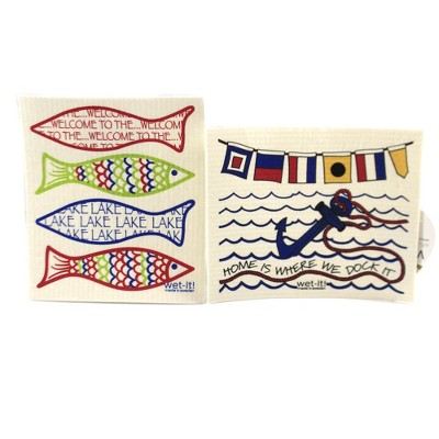 Swedish Dish Cloth 7.75" Ocean Fish Absorbent Cleaning Cloth Anchor Lake  -  Dish Cloth