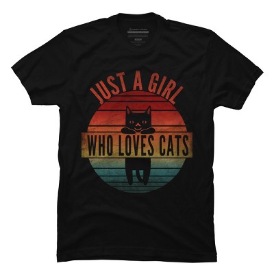 Men's Design By Humans JUST A GIRL WHO LOVES CATS By punsalan T-Shirt