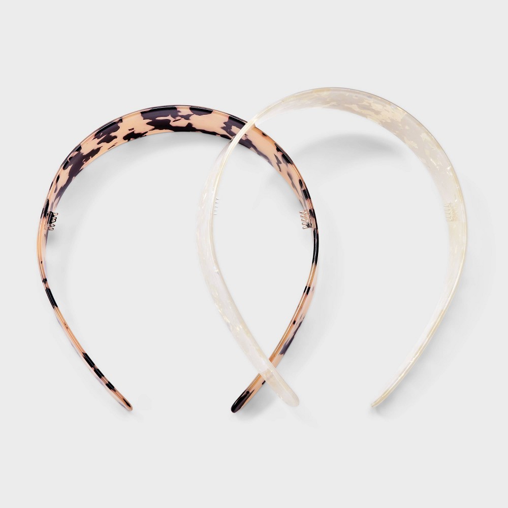 Acrylic Tortoise Marble Headband Set 2pc - A New Day™ Cream