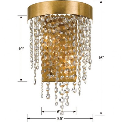 Antique Gold Dimmable Crystal Sconce with Hand-Cut Strands