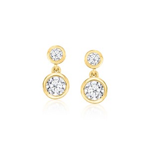 Ross-Simons 1.00 ct. t.w. Lab-Grown Diamond Double-Drop Earrings in 18kt Gold Over Sterling - 1 of 3