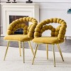TopComfy Accent Chairs Set of 2 Puffy Bubble Chair Ball Chain Chair Dining Chairs with Gold Plated Legs for Dining Room, Yellow, 23"*19"*32" - 2 of 4