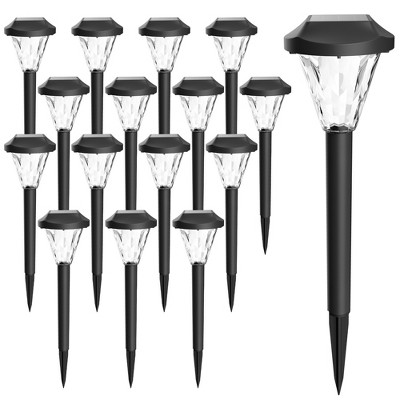 GIGALUMI 16-Pack Solar Pathway Lights, 14" High-Efficiency Waterproof Outdoor Solar Lights for Garden,Lawn and Yard, Cold White