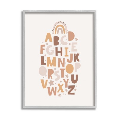 Stupell Industries Muted Alphabet Letters Framed Giclee Art