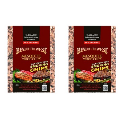 Best of the West All Natural BBQ Sweet Mesquite Wood Smoking Chips for All Grill Types, 180 Cubic Inches (2 Pack)
