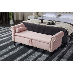 CAVINAS Rectangular Polyester Storage Ottoman Bench with Versatile Design,Upholstered Storage Ottoman,Storage Benches for Living Room,Bedroom - 1 of 4