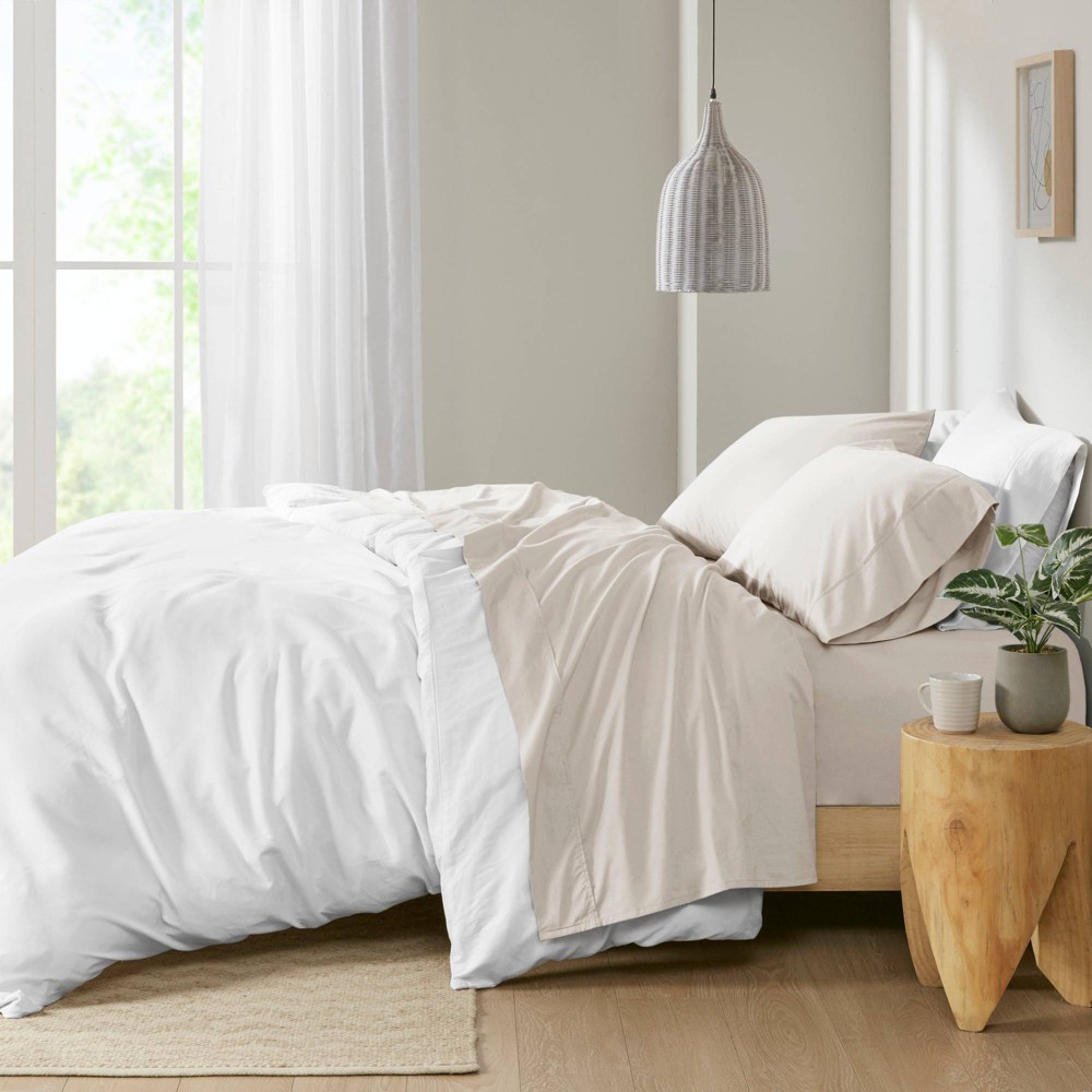 Photos - Bed Linen Full 200 Thread Count Cotton Peached Percale Sheet Set Ivory