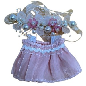 Doll Clothes Superstore Totally Beautiful in Chiffon Frills with Pearl & Flower Headband for 17.5 cm Labubu Dolls - 1 of 4