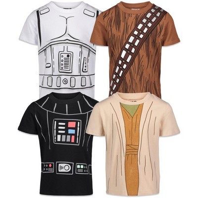 Star Wars Chewbacca Stormtrooper Darth Vader 4 Pack T-Shirts Little Kid to Big Kid