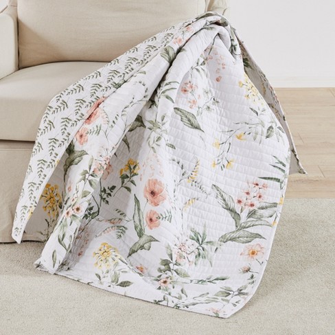 Floral quilted throw sale