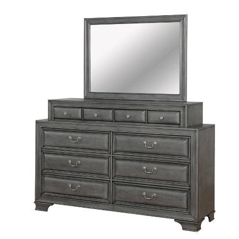 Rowland 10 Drawer Dresser Mirror Set Gray Homes Inside Out
