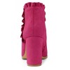 BLISSFUL STEP Women's Back to College Party Ruffle Pointed Toe Block Heel Ankle Boots - 4 of 4