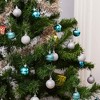 Juvale 48 Pack Mini Glitter Christmas Tree Ball Ornaments, Christmas Decorations Holiday Decor, Teal & Silver, 1.5 in - 3 of 4
