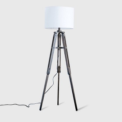 Mariner Wood Tripod Floor Lamp with Shade White/Gray - 3R Studios