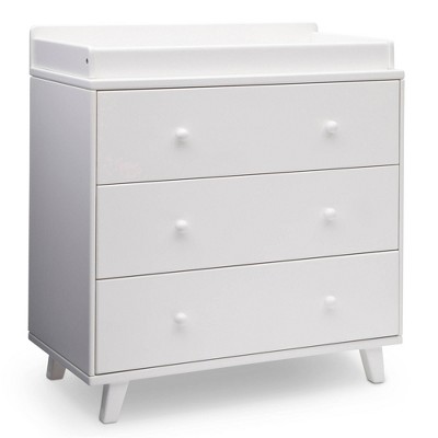 Delta Children Ava 3-Drawer Dresser with Changing Top - White