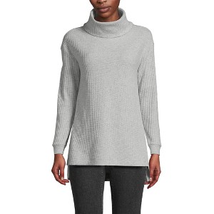 Lands' End Women's Long Sleeve Waffle Cowl Neck Tunic - 1 of 4