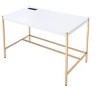 NicBex Home Office Desk 42" Modern Writing Desk with 2 Sockets, 2 Ports, Wooden Desktop and Gold Metal Legs for Office, Study, Living Room - 2 of 4