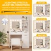 Vanity Desk with Lighted Mirror, Cushioned Stool and 3 Drawers, 3 Light Mode & Brightness Adjusted, with Hairdryer Holder, for Bedroom, Makeup Studio - 3 of 4