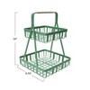 Storied Home Decorative Metal 2-Tier Tray with Rattan Wrapped Handle, Mint - 2 of 2