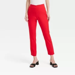 Women's High-Rise Slim Fit Ankle Pants - A New Day™ Red 10