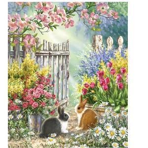 Collections Etc Spring Blossoms and Bunnies Dishwasher Cover Magnet Green - 1 of 2
