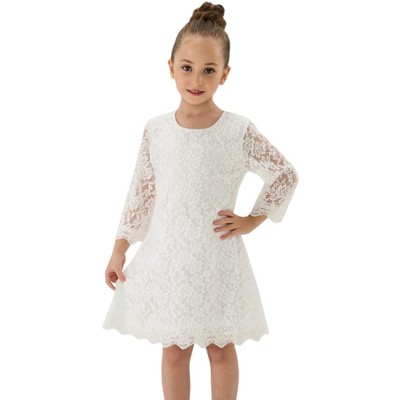 Girls' Boho Floral Lace Scalloped Hem Dress