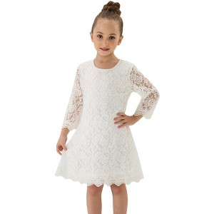 Girls' Boho Floral Lace Scalloped Hem Dress - 1 of 4