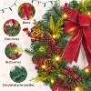 TackView 24''Lighted Christmas Wreath for Front Door, Artificial Holiday Wreath with Pine Cones,Berries,Red Green - 4 of 4