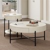Circle Center Table with 2 Drawers, Farmhouse Round Wood Coffee Table with Storage - 4 of 4