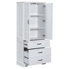 ORRD Tall White Bathroom Cabinet with 2 Doors & 2 Drawers, Adjustable Shelf Storage Organizer with Anti-Tip Device, MDF Board - 4 of 4