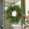 24 Inch Real Norfolk Pine Wreath with Lights Green Evergreen Outdoor Christmas Wreath Pine Cones and Berries - 2 of 4