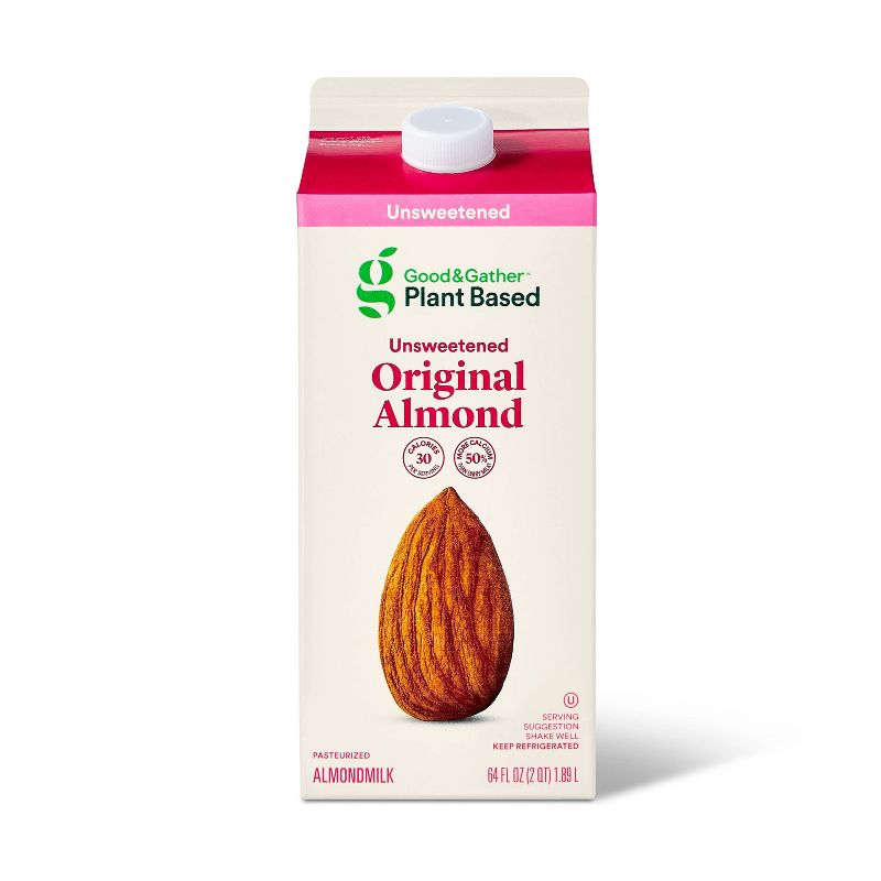 Plant Based Unsweetened Original Almond Milk -  0.5gal - Good &#38; Gather&#8482;, 1 of 5