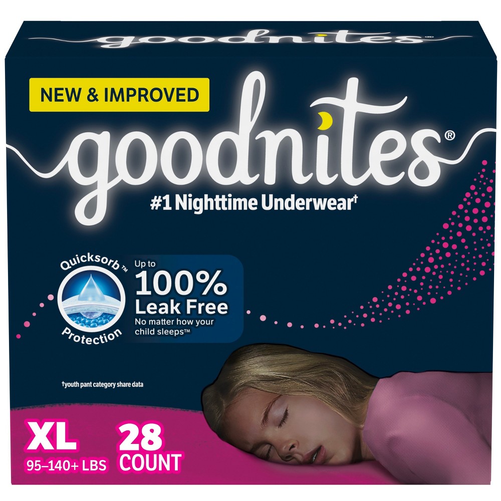 Goodnites Girls' Nighttime Bedwetting Underwear Size XL - 28ct