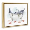 Stupell Industries Relaxing Dolphins Swimming Bathtub Nautical Starfish Black Floater Framed Canvas Wall Art - 3 of 4